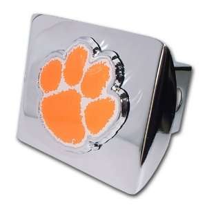  Clemson Univ. Chrome Paw with color Hitch Cover 