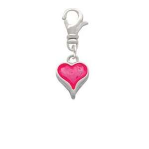  Small Long Hot Pink Heart Clip On Charm: Arts, Crafts 