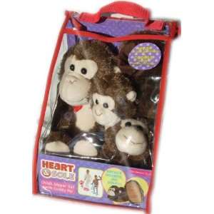  Heart & Sole Childrens Slipper Set w/Cuddly Pal Monkey 
