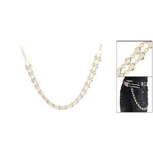   White Oblate Double Row Style Jeans Skirt Chain Belt Decor Jewelry