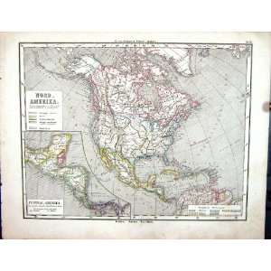  Emil Von SydowS Schul Atlas 1870 Map Nord Amerika America 