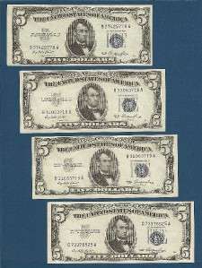 US CURRENCY 1953 $5 SILVER CERT Old Paper Money CH. UNC