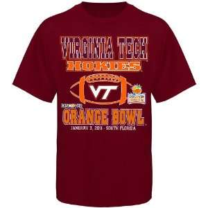  NCAA Virginia Tech Hokies Maroon 2011 Orange Bowl T shirt 