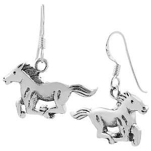  Sterling Silver Horse Dangle Earrings: Jewelry