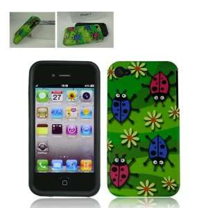  APPLE IPHONE 4 4S COLORFUL DAISIES AND LADY BUGS HYBRID 