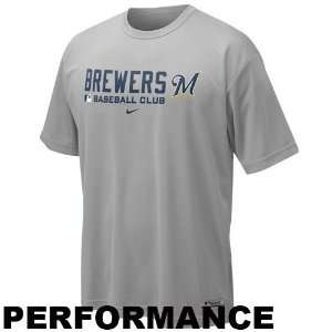 Nike Milwaukee Brewers Gray Dri FIT Team Issue Performance Top  