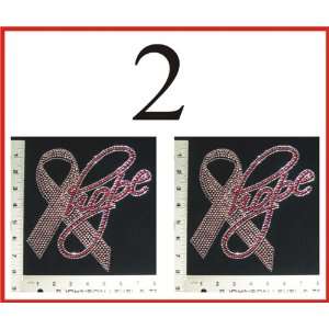  Wholesale Rhinestone Iron On 2pcs Breast Cancer Hope Ribbon 
