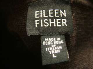 Eileen Fisher Charcoal Gray Wool Italian Yarn Knit Zip Up Cardigan 