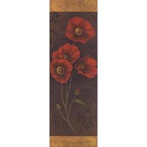 Red Poppy Panel II   mini Finest LAMINATED Print Jordan Gray 6x18