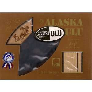  Alaskan Birch Wood Handled Ulu & Stand   ALASKA/PUFFINS 