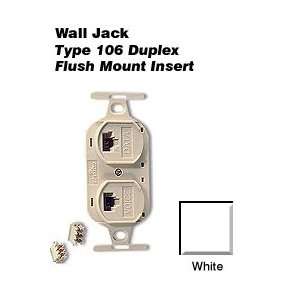   41364 IDW Telephone Type 106 Duplex Insert Flush Wall Jack   White