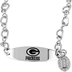 Stainless Steel Green Bay Packers Team Name and Logo Bracelet   7.5