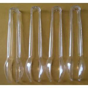  Set of 4 Clear Plastic Food Service Tongs. Durable 