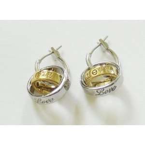 Cartier Designer Inspired Love Rings Charm Dangle/hoop Earrings Silver 
