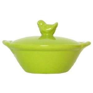  Stoneware Pottery Kiwi Bowl with Chick Top Cover 6D, 3.5 