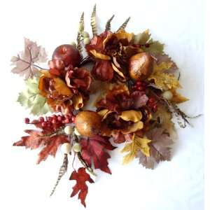  6 Fall Peony and Pear and Maple Leaves Candle Ring   Fall 