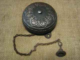 Vintage 1874 Mechanical Door Bell w Matching Knob  Iron Antique Old 