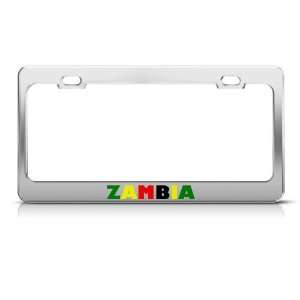  Zambia Flag Country license plate frame Stainless Metal 