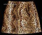 Hugo Buscati Leopard Print Mini Skirt Faux Fur Size 4 Womens Side Zip