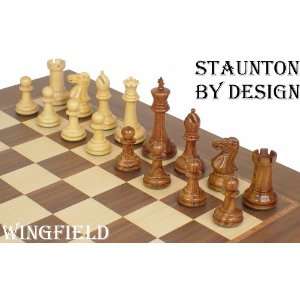  Wingfield Staunton Chess Set in Golden Rosewood & Boxwood 