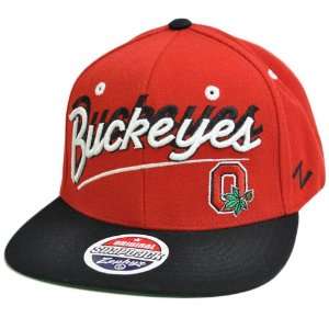   Buckeyes Flat Bill Zephyr Original Logo Snapback Red Black Hat Cap
