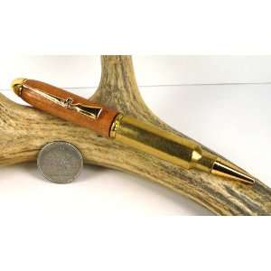  Rosewood 300 Short Mag Rifle Cartridge Pen With a Gold 