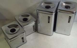 VINTAGE KITCHEN CANISTER SET Stainless mid century modern LINCOLN 