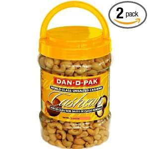   Pak World Class Cashews, Unsalted, 32 Ounce Plastic Jars (Pack of 2