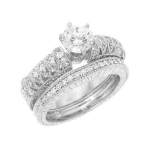   Engagement 2 Set Ring with Cubic Zirconia   Size 5 9, 5 Jewelry