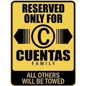   RESERVED ONLY FOR CUENTAS FAMILY  PARKING SIGN: Home 