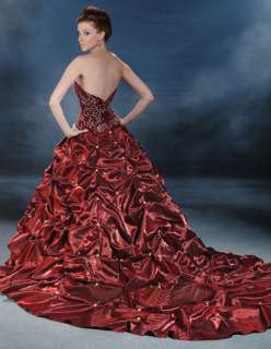 New Red Taffeta Stunning Wedding Dress/Gown Ball Gown Size custom 
