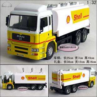 New 1:32 Man Shell Tank Truck Diecast Model Car With Box White&Yellow 