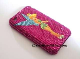 IPHONE 4 OR 3 MADE WITH SWAROVSKI CRYSTAL CASE COVER PINK TINKERBELL 