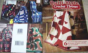 Annies Attic QUILT STYLE CROCHET THROWS crocheted afghan pattern book 