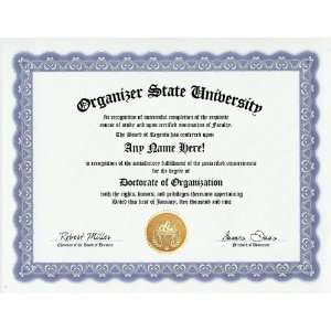  Organizer Organization Degree Custom Gag Diploma 