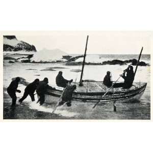  1927 Print Launching James Caird Endurance Pack Ice 