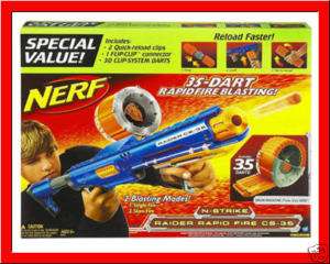 Nerf N Strike RAIDER RAPID FIRE CS 35 Gun +2 Clips ~NEW  