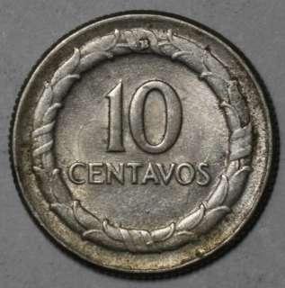 1949 B COLOMBIA silver 10 CENTAVOS (SANTANDER Bust)  