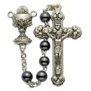  Hematite Beads and Chalice Center Rosary Christian Jewelry Rosaries 
