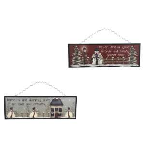   Snowman Holiday Scene Christmas Wall Plaques 24W: Home & Kitchen