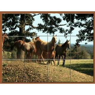   : Horses At Play   Ceramic Tile Mural 17.25 x 13 Home & Kitchen