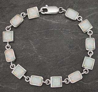 Sterling Silver White Opal Multi Shape Tennis Bracelet  