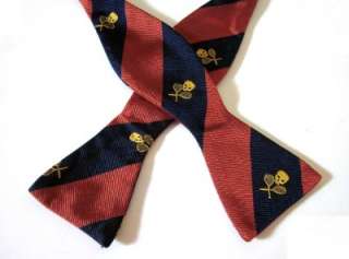 Nwt Ralph Lauren Rugby Coral Navy Blue Skull Embroidered Bow Tie 