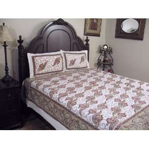  Bed Sheet Cotton Indian Print Bedding Decorative Ensemble Pillows 