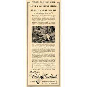  1936 Ad G.F. Heublein Club Cocktail Manhattan Hartford 