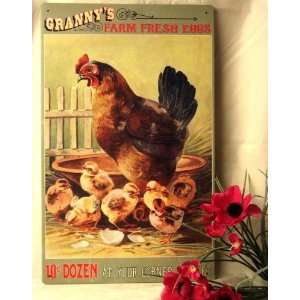  Tin Sign Granny Farm Fresh Eggs Home & Kitchen