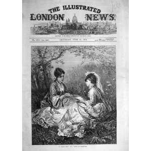 1874 Shady Nook Rumpf Dusseldorf Country Ladies Print 