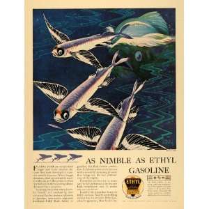  1931 Ad Ethyl Gasoline New York Carl Burger Flying Fish 