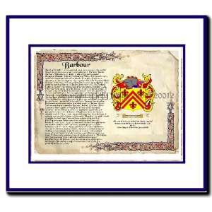 Barbour Coat of Arms/ Family History Wood Framed