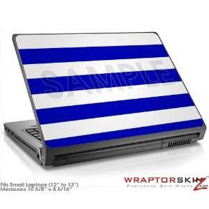 Small Laptop Skin Kearas Psycho Stripes Blue and White